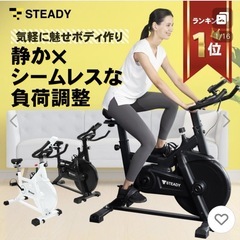 STEADY スピンバイク フィットネスバイク 音静か ホワイトの画像