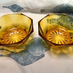 昭和レトロ　ガラスカップ&ソーサー、コップ、小鉢類の画像