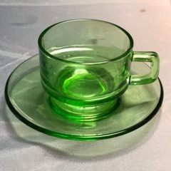 昭和レトロ　ガラスカップ&ソーサー、コップ、小鉢類の画像