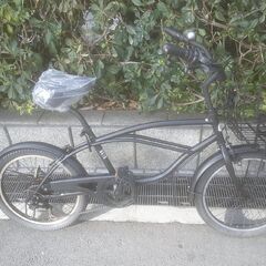 整備済み中古自転車　20インチ　税別￥14.800-　クルーザータイプ　外装６段　太タイヤ　マットブラック1210の画像