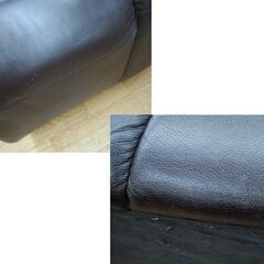 冨士ファニチア 3人掛けソファ 幅197×奥81×高90cm 革製 ダークブラウン L6760S トリプルソファ FUJI FURNITURE フジファニチャ 札幌市 清田区 平岡の画像