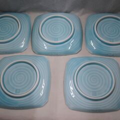 [1793]有田焼　華山窯　青磁器　銘々皿　角皿　5枚セット 青海波紋の画像