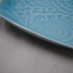 [1793]有田焼　華山窯　青磁器　銘々皿　角皿　5枚セット 青海波紋の画像