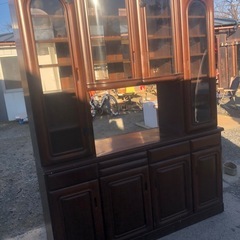 マツダ家具　両面ガラス扉 食器棚 の画像