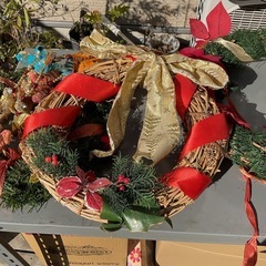 クリスマスリース4種&鳥の吊るし飾りまとめ売りの画像