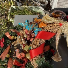 クリスマスリース4種&鳥の吊るし飾りまとめ売りの画像