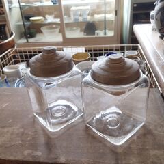 在庫2点 レトロ ガラス瓶 空き瓶 保存瓶 ガラスの瓶　/UJｰ1397 2Fの画像