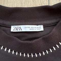 ZARA トップステッチ シャツ　サイズMの画像