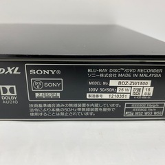 SONY ソニー BDZ-ZW1500 HDD/BDレコーダー ブルーレイ 4K Hi-Res対応 2018年製 B-CASカード付の画像