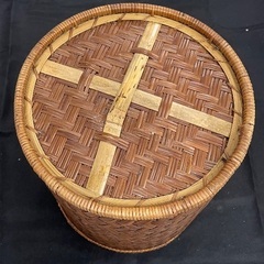 天然素材編み込みバスケット 2個セット　引取限定の画像