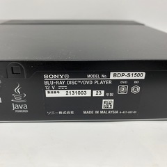 SONY BDP-S1500 Blu-ray プレーヤー ブルーレイディスク DVDプレーヤー ブルーレイ　Blu-rayプレイヤー 2023年製の画像