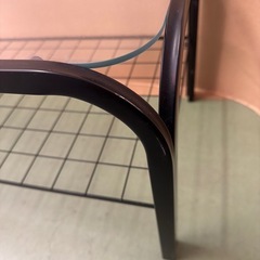 東W#476 ガラス天板テーブル ガラステーブル 昭和レトロ アイアンフレーム ガラスローテーブル コーヒーテーブル ブラック の画像