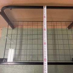 東W#476 ガラス天板テーブル ガラステーブル 昭和レトロ アイアンフレーム ガラスローテーブル コーヒーテーブル ブラック の画像