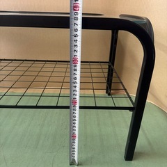 東W#476 ガラス天板テーブル ガラステーブル 昭和レトロ アイアンフレーム ガラスローテーブル コーヒーテーブル ブラック の画像