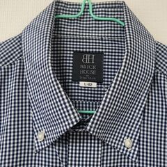 ボタンダウンシャツ(メンズ)-紺色チェック＜BRICK HOUSE＞の画像