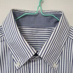 ボタンダウンシャツ(メンズ)-紺色と白のストライプ柄＜トップバリュー＞の画像