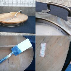 大型鉄鍋　餃子鍋　餃子鉄鍋　木蓋、鉄製餃子返し付 木蓋 中華　　の画像