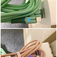 iPhone Lightning 光る充電ケーブル   オシャレ可愛いパステルカラー  柔らかいシリコン 1mピンク＋2m グリーン2本セットの画像