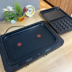 アイリスオーヤマ 左右温調ホットプレート WHP-022-B ブラックの画像