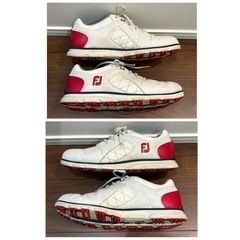 フットジョイ FTF 56853J ゴルフシューズ 26cm スパイクレス 白赤の画像