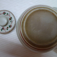 ★▲九谷焼 勝山 赤絵花紋 急須 湯呑 4客セット 御番茶器 茶器 和食器 湯飲み 煎茶道具 lの画像