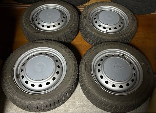 バリ山 175/65R15 ダンロップ スタッドレスタイヤ鉄ホイールセット 2021年製造 4本