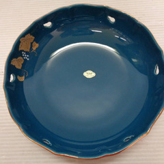 ★▲有田焼　金彩葡萄　瓢箪　菓子器　菓子鉢　盛鉢　丸皿　大鉢　直径20.5cm　箸付き　元箱★lの画像