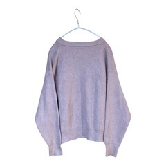 【美品】AMOUR BOX 長袖 ニットカーディガン リブ編み ピンクベージュ Ｆの画像