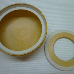 ★▲能登 大社焼 真葉手 灰皿 2点セット アッシュトレイ 喫煙道具 共箱 lの画像