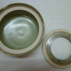 ★▲能登 大社焼 真葉手 灰皿 2点セット アッシュトレイ 喫煙道具 共箱 lの画像