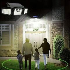 くまねず《姫路》大量入荷 (取付簡単) センサーライト⑨屋外 led 防水 ソーラー 3面パネル 74LED 明るい 人感 センサー(新品未使用)の画像