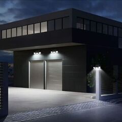 くまねず《姫路》大量入荷 (取付簡単) センサーライト⑨屋外 led 防水 ソーラー 3面パネル 74LED 明るい 人感 センサー(新品未使用)の画像