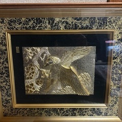 鍍金 鷲 額装 金属工芸 彫金　60×51.5ｃｍの画像