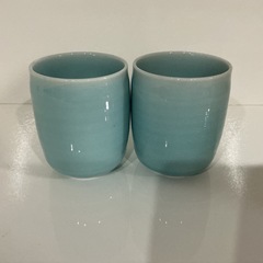 1個￥880-🩵湯呑み🍵茶器青磁伝統工芸品✨和食器鳥の絵柄🕊️水色の画像