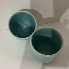 1個￥880-🩵湯呑み🍵茶器青磁伝統工芸品✨和食器鳥の絵柄🕊️水色の画像