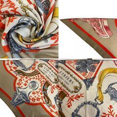 エルメス HERMES ストール トライアングルジェアン ETRIERS 鐙 ベージュの画像