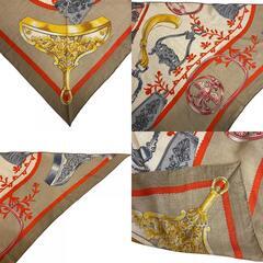 エルメス HERMES ストール トライアングルジェアン ETRIERS 鐙 ベージュの画像