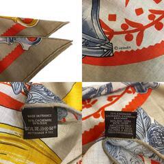 エルメス HERMES ストール トライアングルジェアン ETRIERS 鐙 ベージュの画像