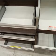 リユースのサカイ栃木店★ジモティ割あり★ 綾野家具 食器棚 ブラウン×ホワイト W100×D50×H202.5 クリーニング済み TC11919の画像