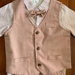 キッズ　フォーマルスーツ 3点セット ピンク ベスト シャツ パンツ 110cmの画像