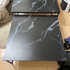 大理石柄 ローテーブル ローデスク ネストテーブル スチール LOWYAの画像