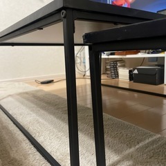 大理石柄 ローテーブル ローデスク ネストテーブル スチール LOWYAの画像