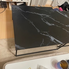 大理石柄 ローテーブル ローデスク ネストテーブル スチール LOWYAの画像