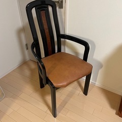 イタリア製　ビンテージチェア　レトロ　ダイニングチェア　木目調　椅子　本革の画像