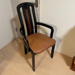 イタリア製　ビンテージチェア　レトロ　ダイニングチェア　木目調　椅子　本革の画像