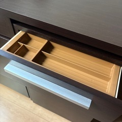 パソコンデスク＆プリンター台 引き出し付き ダークブラウンの画像