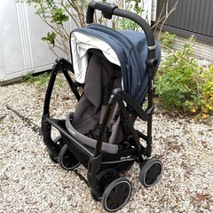 美品 Conbi Atto ハイシート ベビーカー ネイビー レインカバー付きの画像