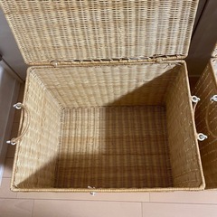 ラタン　2段収納　バスケット　藤　2個セットの画像