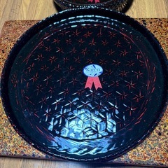 まえじゅう漆器 竹製　茶たく(コースター) 菓子鉢　お盆セットの画像