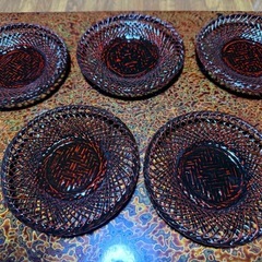 まえじゅう漆器 竹製　茶たく(コースター) 菓子鉢　お盆セットの画像